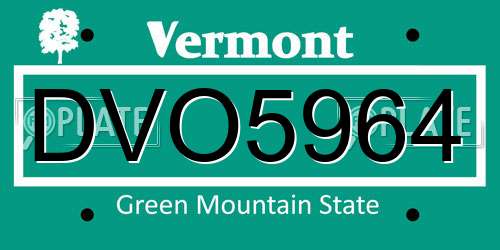 DVO5964 Vermont License Plate