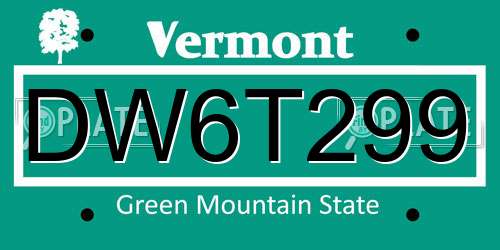 DW6T299 Vermont License Plate