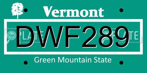 DWF289 Vermont License Plate