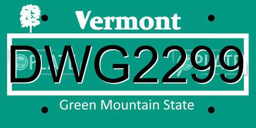 DWG2299 Vermont License Plate