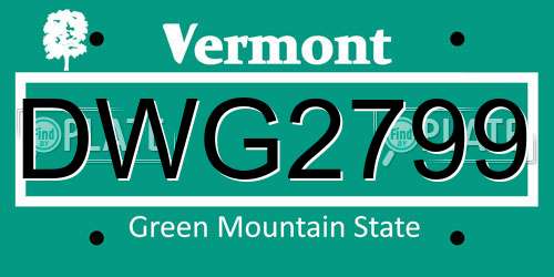DWG2799 Vermont License Plate