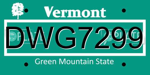 DWG7299 Vermont License Plate