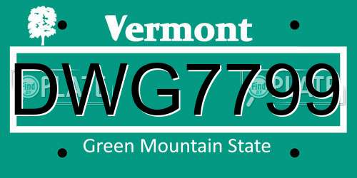 DWG7799 Vermont License Plate