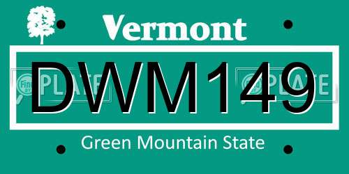 DWM149 Vermont License Plate