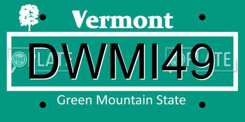 DWMI49 Vermont License Plate
