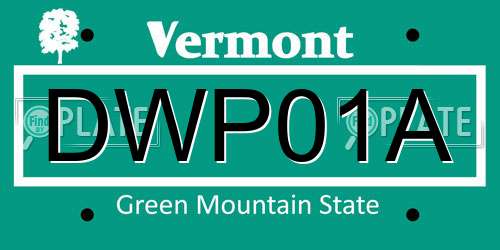DWP01A Vermont License Plate