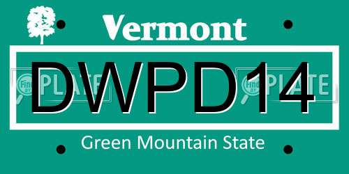 DWPD14 Vermont License Plate