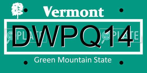 DWPQ14 Vermont License Plate