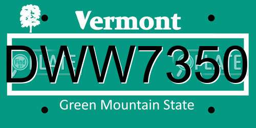 DWW7350 Vermont License Plate