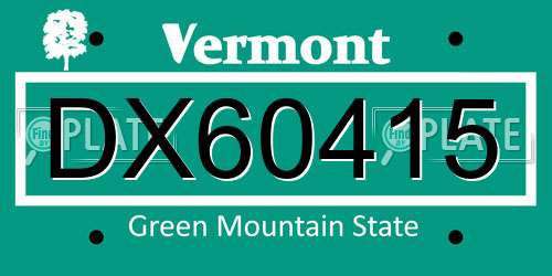 DX60415 Vermont License Plate