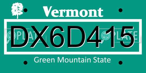 DX6D415 Vermont License Plate