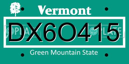DX6O415 Vermont License Plate