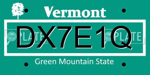 DX7E1Q Vermont License Plate