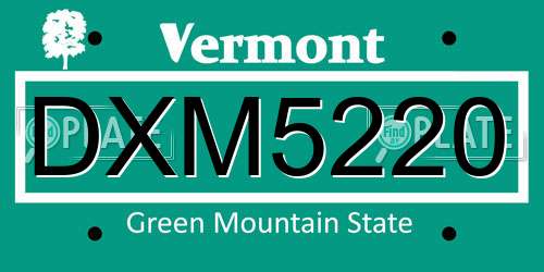DXM5220 Vermont License Plate