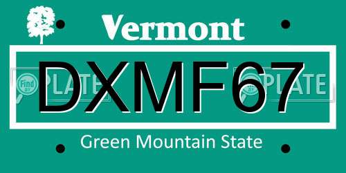 DXMF67 Vermont License Plate