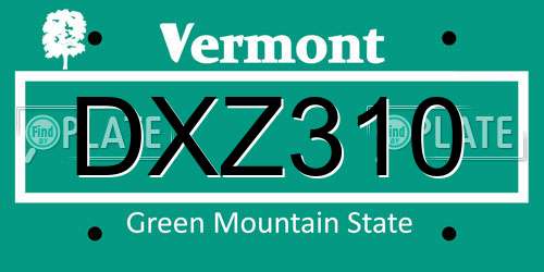 DXZ310 Vermont License Plate