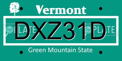 DXZ31D Vermont License Plate