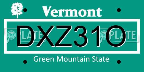 DXZ31O Vermont License Plate