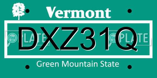 DXZ31Q Vermont License Plate