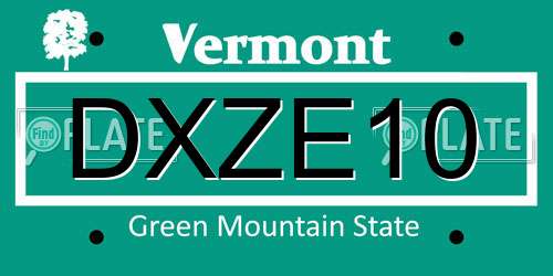 DXZE10 Vermont License Plate