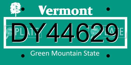 DY44629 Vermont License Plate