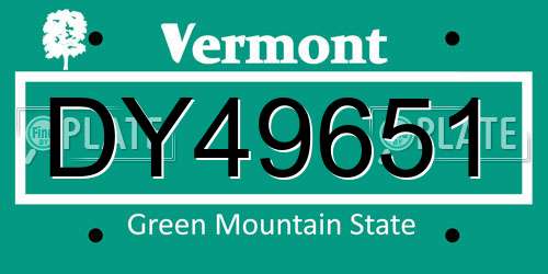 DY49651 Vermont License Plate