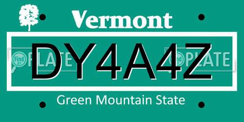 DY4A4Z Vermont License Plate