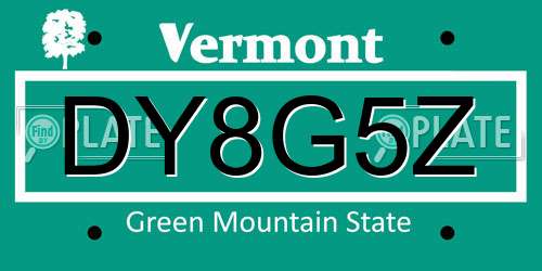 DY8G5Z Vermont License Plate