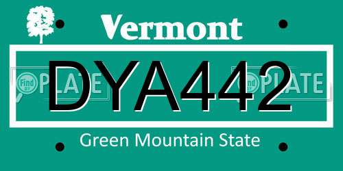 DYA442 Vermont License Plate