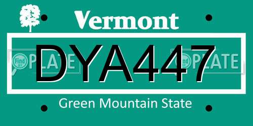 DYA447 Vermont License Plate