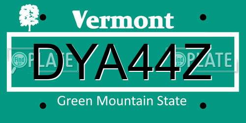 DYA44Z Vermont License Plate