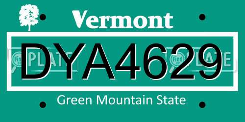 DYA4629 Vermont License Plate