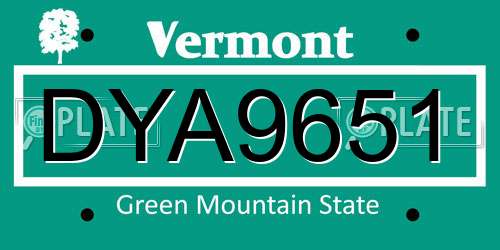 DYA9651 Vermont License Plate
