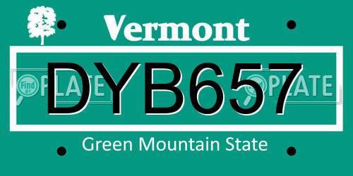 DYB657 Vermont License Plate