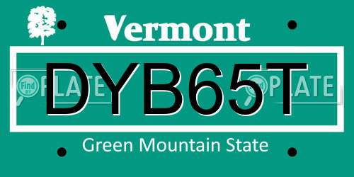 DYB65T Vermont License Plate