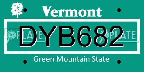 DYB682 Vermont License Plate