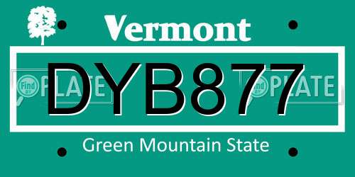 DYB877 Vermont License Plate
