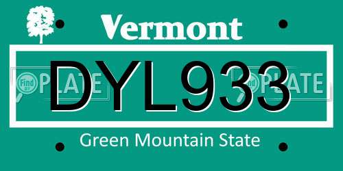 DYL933 Vermont License Plate