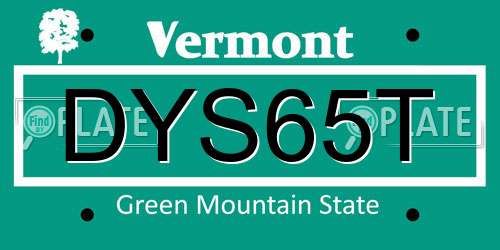 DYS65T Vermont License Plate