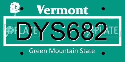 DYS682 Vermont License Plate