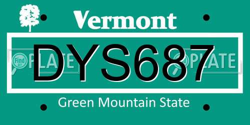 DYS687 Vermont License Plate