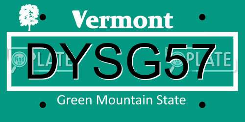 DYSG57 Vermont License Plate