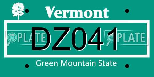 DZ041 Vermont License Plate