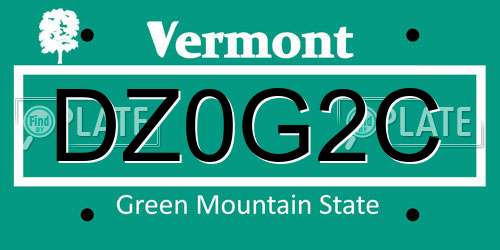 DZ0G2C Vermont License Plate