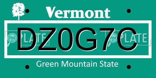 DZ0G7C Vermont License Plate