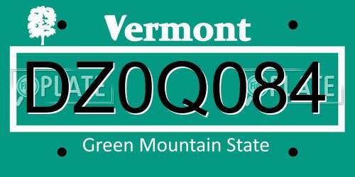 DZ0Q084 Vermont License Plate