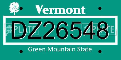 DZ26548 Vermont License Plate
