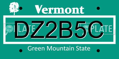 DZ2B5C Vermont License Plate