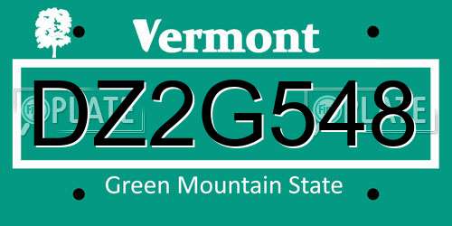 DZ2G548 Vermont License Plate