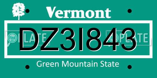 DZ3I843 Vermont License Plate